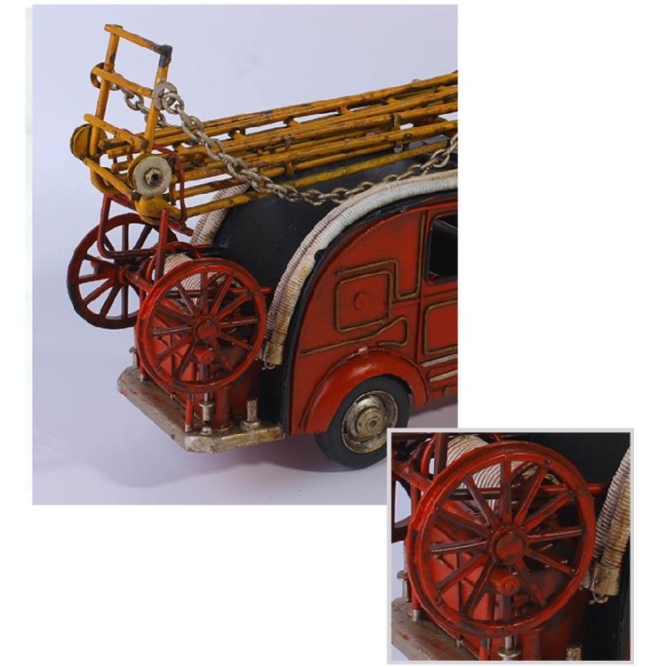 Винтажная модель пожарной машины с лестницей Кованое железо Украшение Общежитие Гостиная