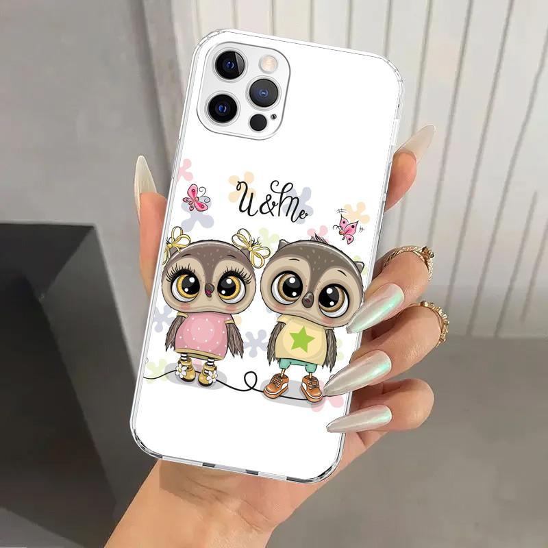 Мультяшная Милая Сова LoveLy Чехол для Телефона для Iphone 17 Air 16 15 Plus 14 13 Mini 12 11 Pro Max 16E 7 8 SE 2020 Мягкий Funda Печатный Корпус