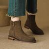Мода 2025 Осень/Зима Женские Ботинки Натуральная Кожа Женская Обувь Круглый Носок Массивный Каблук Ботильоны Современные Ботинки Челси