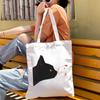 Black Cat Butterfly Shopping Bags Women Beautiful Retro Cute Reusable Handbags Shoulder Bags Casual Lady Elegant Canvas Tote Bag