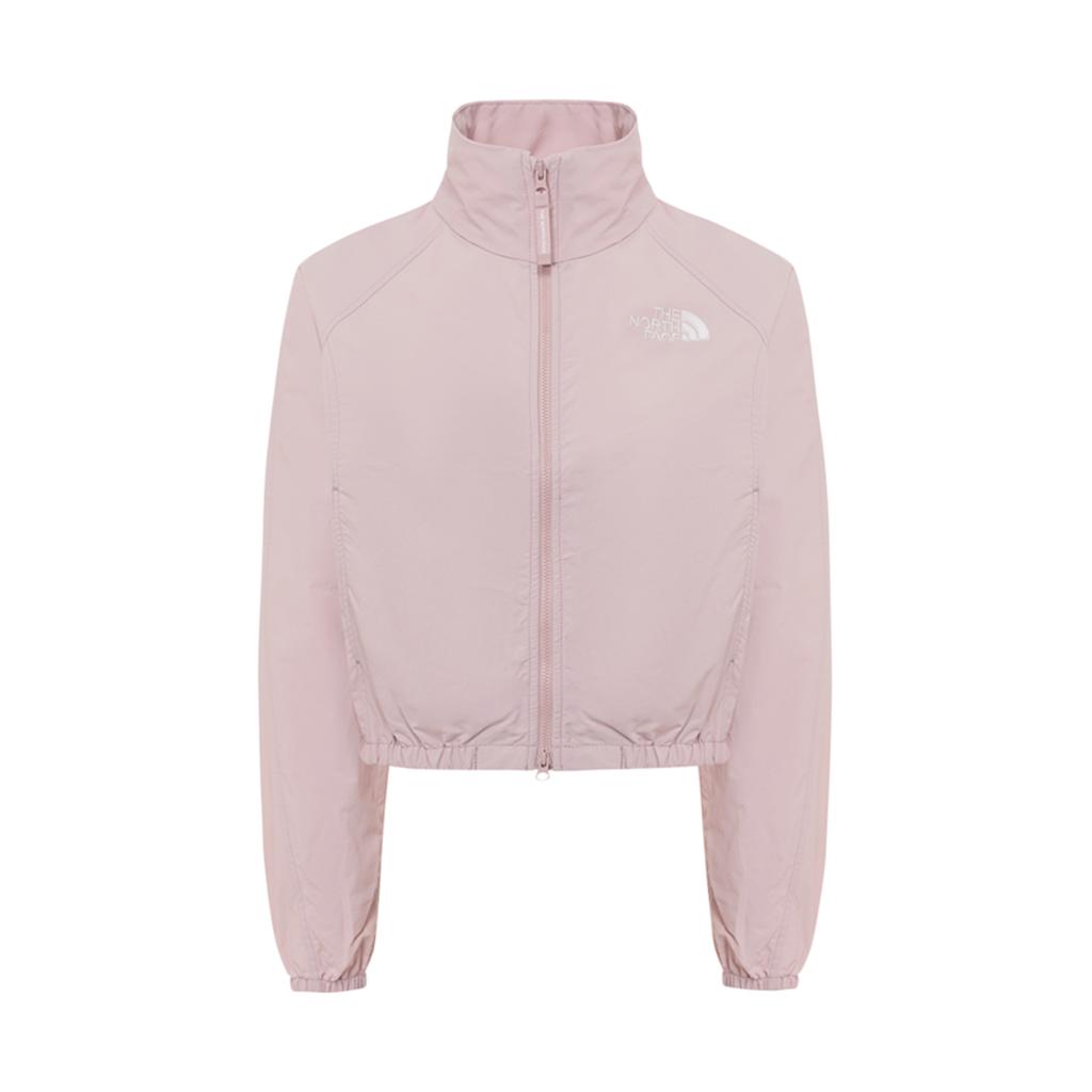 The North Face Embroidered Logo Stand Collar Zip Short Sleeve Jacket Women jackets Light-Pink NJ3BR34L