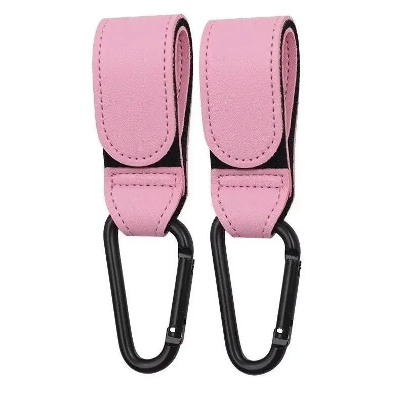 2Pcs Leather Cart Hooks Baby Stroller Hook PU Adjustable Pram Hook Organizer Diaper Bag Hanger Children Travel Accessories 2026