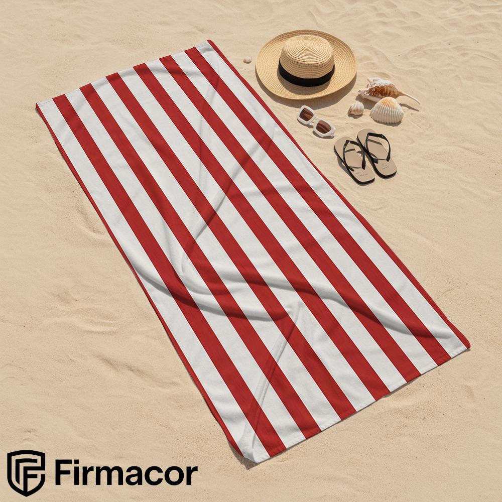 Red & White Line Soft Portable Travel Towel Unisex Ultra Lightweight Microfiber Oversized Sand Free Quick Dry Beach Towel