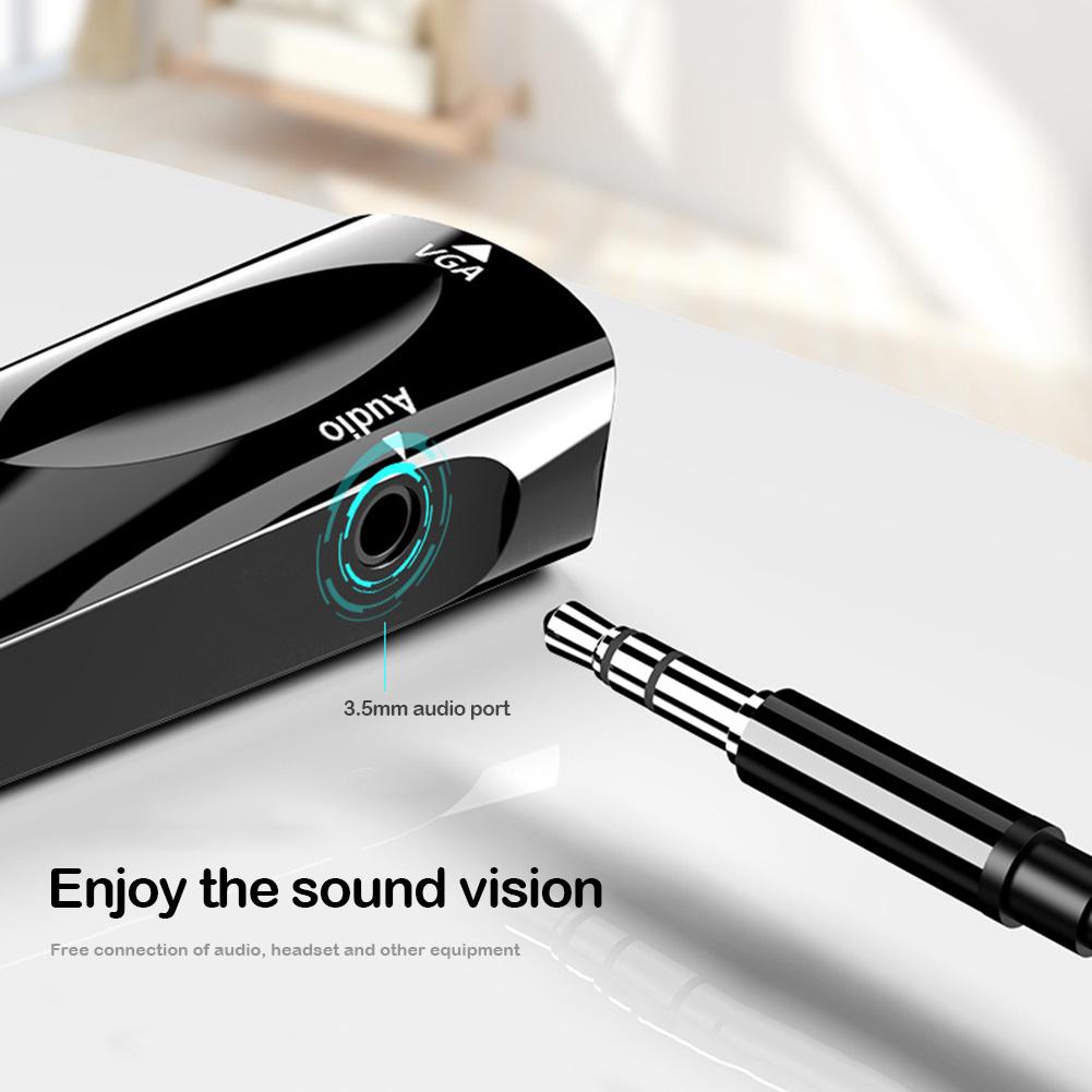 Кабель-конвертер HDMI-совместимый в VGA HD 1080P Цифровой Аналоговый Адаптер с Аудиоразъемом 3,5 мм для Наушников для ТВ ПК Ноутбука