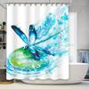 Акварельная синяя стрекоза занавеска для ванны и душа креативный дизайн для декора ванной комнаты