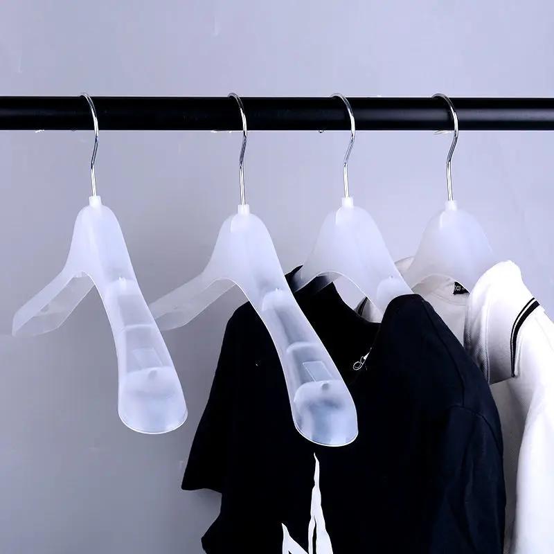 New Wide Shoulder Thickened Hangers Transparent Anti Slip Frosted Wardrobes Pants Racks Drying Clothes Hanging Support Shelf