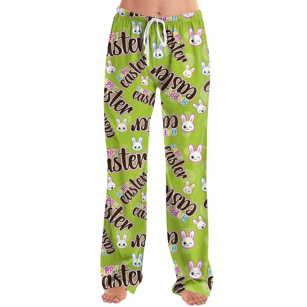 Женские модные свободные повседневные брюки с пасхальным принтом