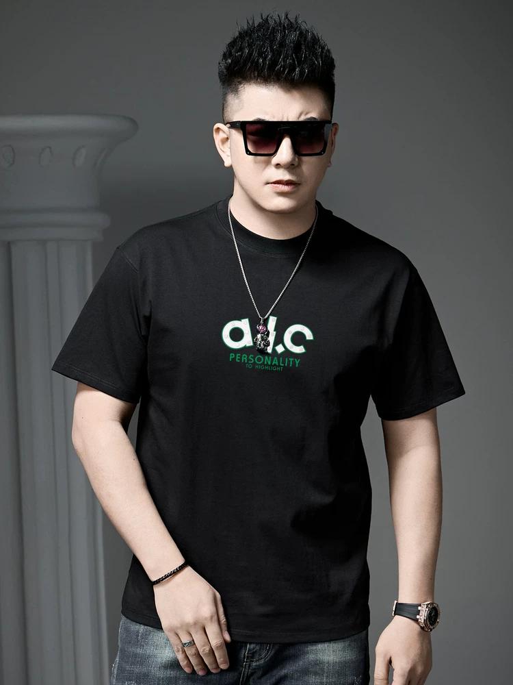 European Style Trendy Letter Print Short-Sleeve T-Shirt for Men 2025 New Summer Fashion Brand Loose Half-Sleeve Top for Men