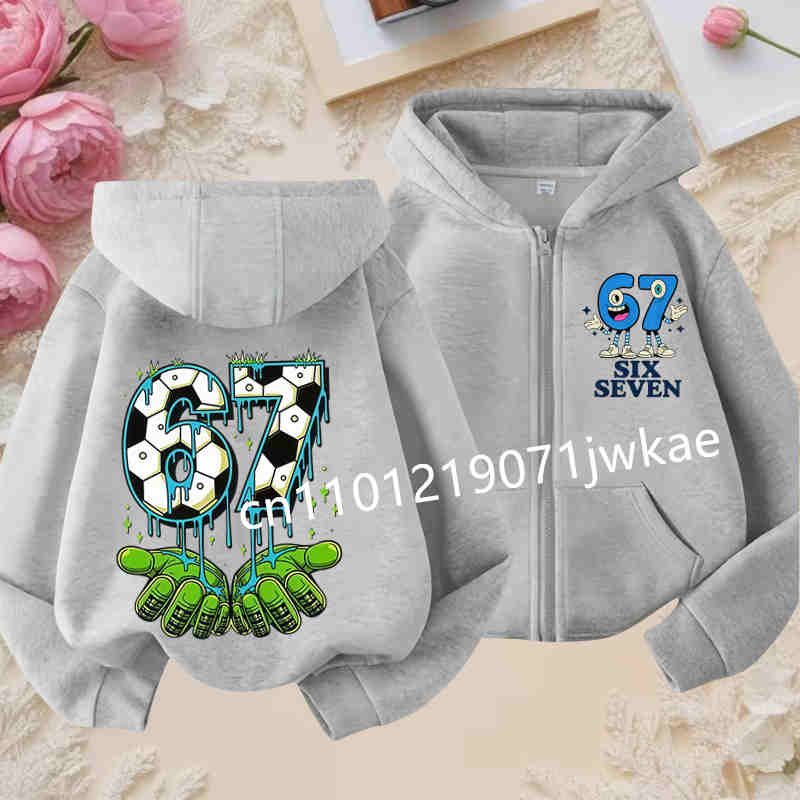 Hoodies for Kids 67 Six Seven Italian Brain Rot Math Joke Tops Y2k Game Saying Zipper Clothes Graphic Y2k Children's Hoodies