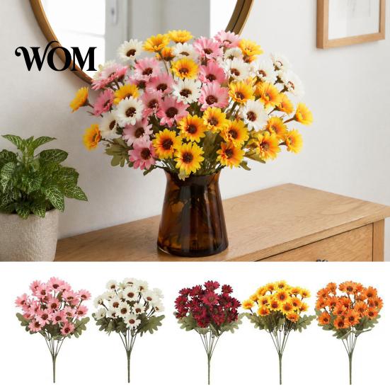 Decorative Silk Flowers for Wedding Artificial Daisy Flowers, Realistic Plastic Floral Arrangements, Reusable Faux Flower Bouquet, Office Maintenance