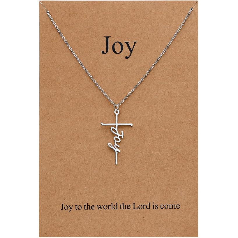 Lcherry Faith Cross Pendant Necklace for Women Religious Christian Jewelry Birthday Christmas Gifts for Women