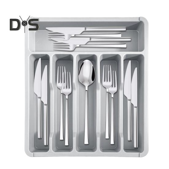 Drawer Organizer Tray for Kitchen Drawer Expandable Cutlery Flatware Holder Adjustable Plastic Utensil Divider Spatula Tools And Gadgets Storage