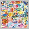 50 Cartoon Fish Stickers: Waterproof Marine Life for Decorating Refrigerators, Water Cups, and Journals.