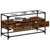 Vidaxl Szafka Pod Tv Ze Szklanym Blatem, Przydymiony Dąb, 98X35X51 Cm
