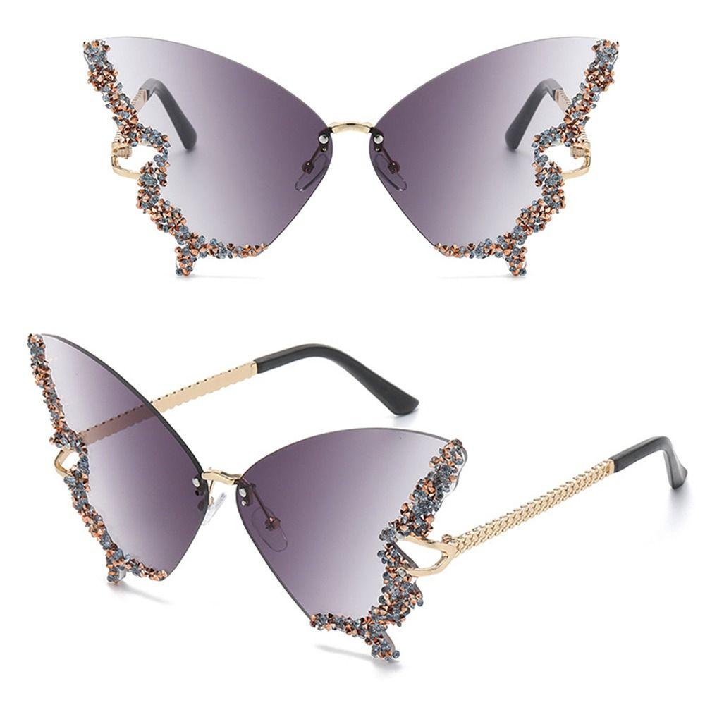 Y2K Eyewear Butterfly Sunglasses Purple Sunglasses for Women Bling Sun Glasses Ladies Shades