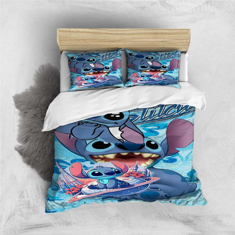 Mini Kawaii (Stitch) Bedding Set, Cartoon Duvet Cover and Pillowcases, Soft and Comfortable, Customizable.