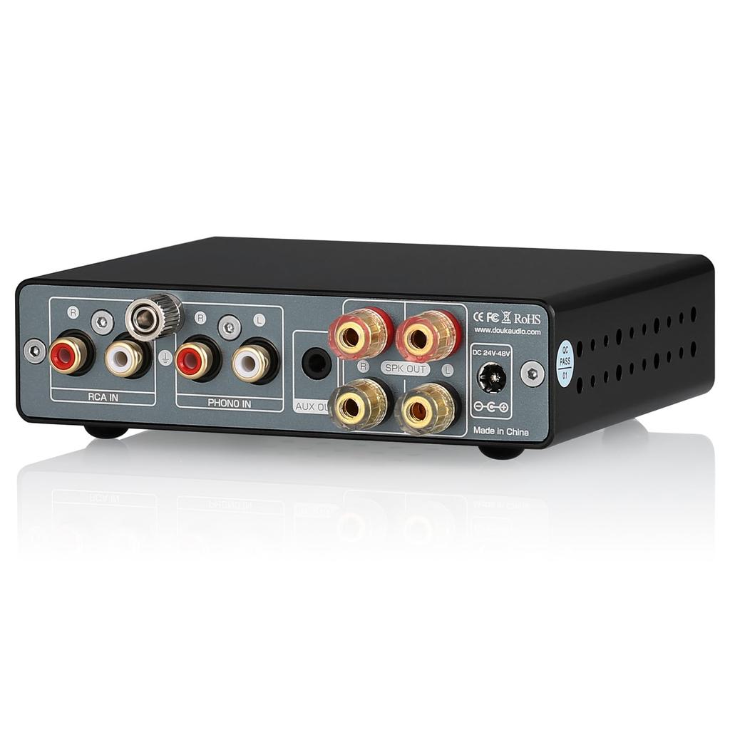 Douk Audio MAX HiFi Mini Stereo Audio Amplifier MM PHONO Phono Amplifier Phono Equalizer Class D Small Power Amplifier Phono Input NS-13G 2.0CH 300W2