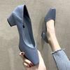 2020 New Autumn Models Two-wear Single Shoes Women's Shoes Trendy Shoes Medium Heel Thick Heel High Heels Square Head Shallow Mouth Grandma Shoes