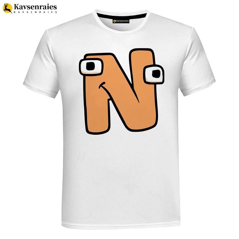 Футболка с 3D изображением алфавита, детская футболка с рисунком аниме для мальчиков и девочек, крутая уличная одежда с короткими рукавами, топы