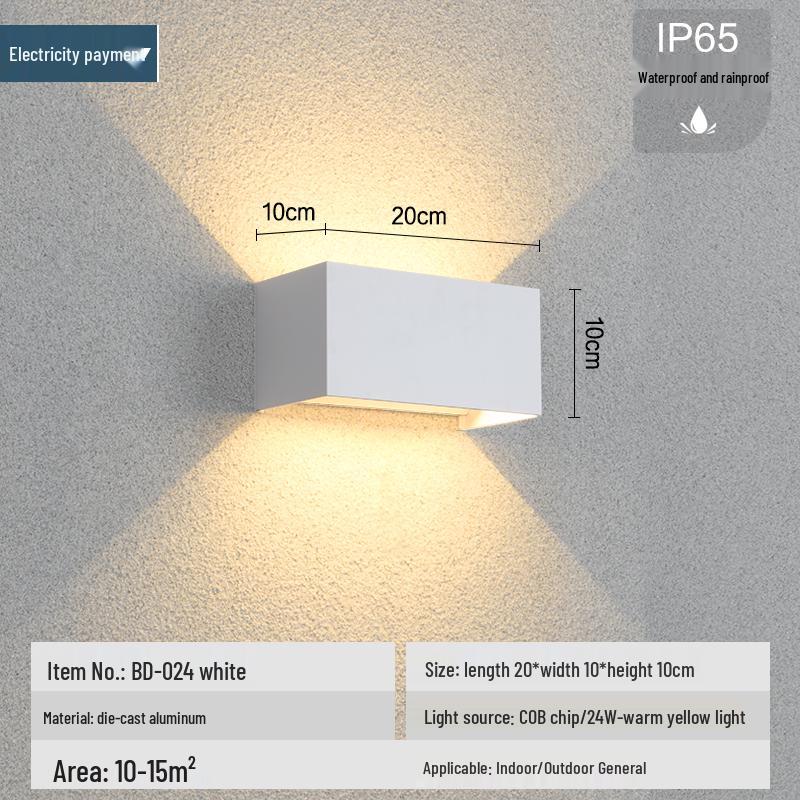 Universal Waterproof Wall Washer Light for Balcony, Courtyard, or Terrace - Exterior Up and Down Outdoor Lighting