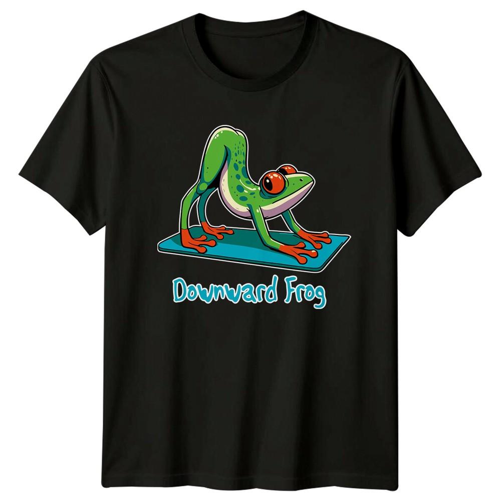 Downward Frog Yoga TShirt Funny Fitness Animal Tee