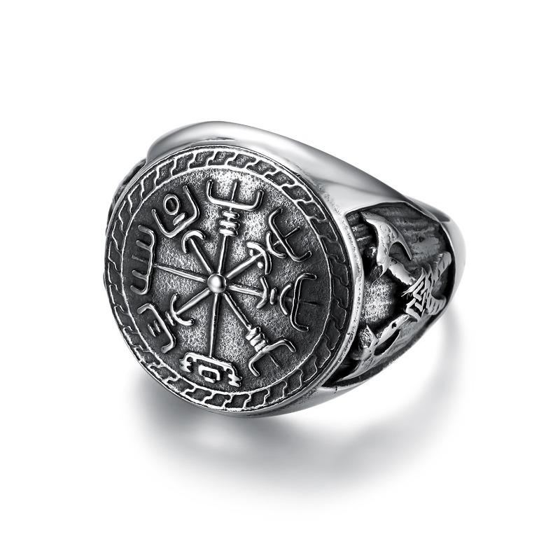 Vintage Viking Totem Double Axe Men's Ring Personalized Jewelry Gift