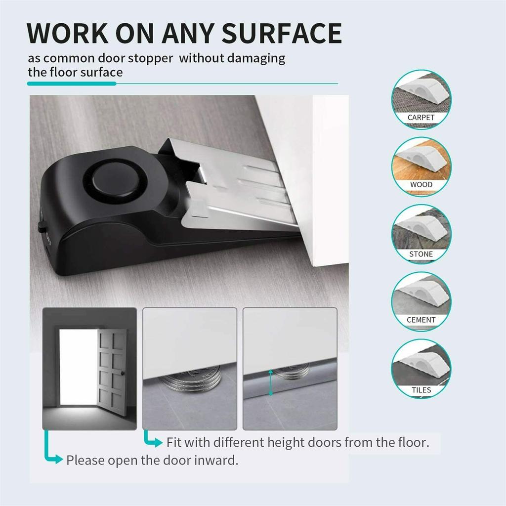 9v Door Alarm Portable Wireless Non slip Safety Wedge Alert Door Stopper Home Travel Security System