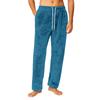 Men's Drawstring Pocket Flannel  Pants Homewear Sleep Pants