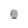 Sparking Diamond Heart Charm Beads Silver Bracelet Necklace DIY Jewelry Gift for Women