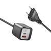LogiLink GaN Adapter 30W, 1x USB-C, 1x USB-A, with fixed cable, fast charging