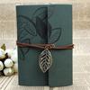Vintage Leaf Pendant Strap Notebook Faux Leather Cover Binder