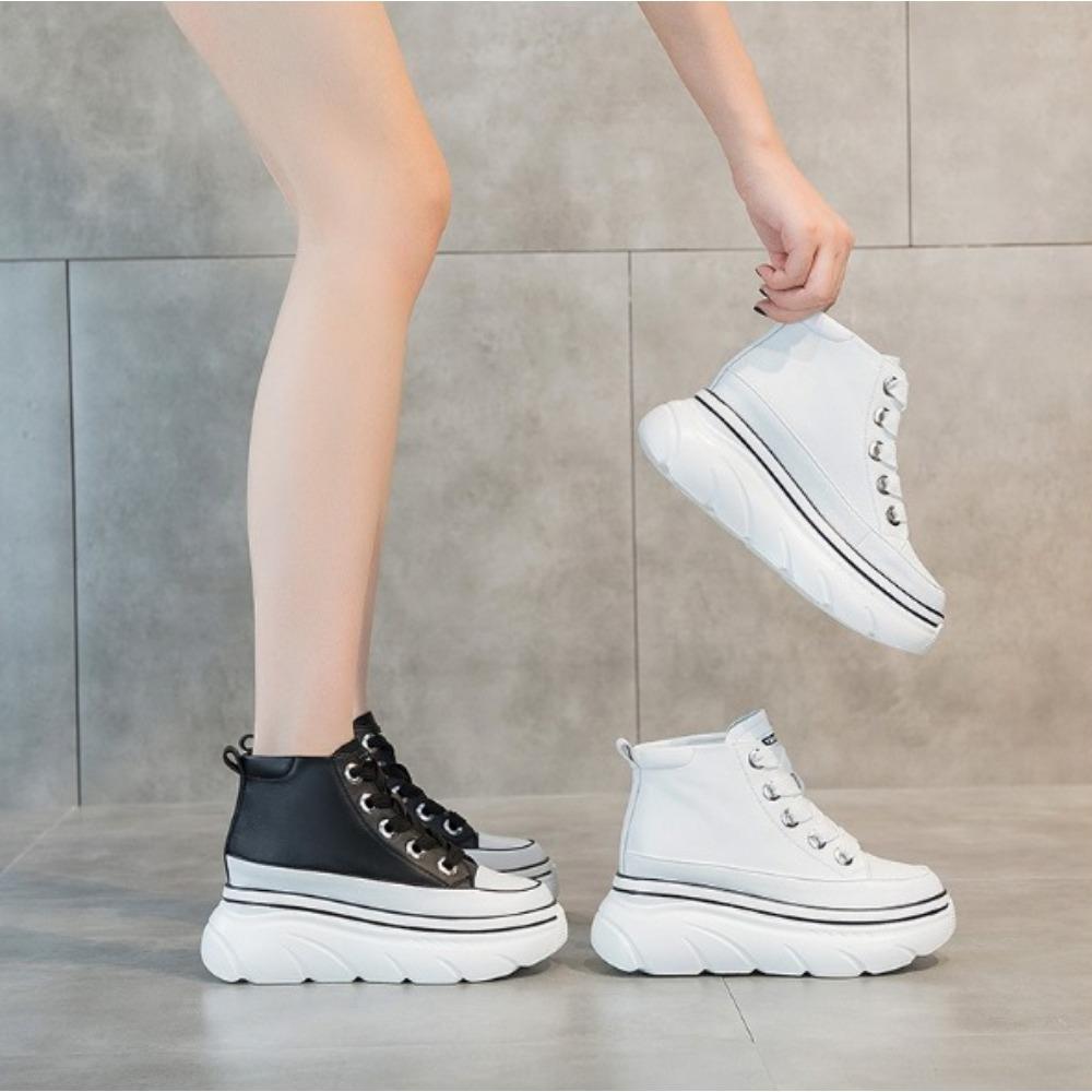 Little White Shoes for Women's Spring  Autumn Thick Sole High Top Shoe Board Shoes New Casual Sneakers Womens Platform Shoes