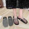 New Hollow Out Summer Head Cover Semi Slippers Roman Fish Net Flat Bottom Sandals Woven Fisherman Round Toe Ladies Slippers