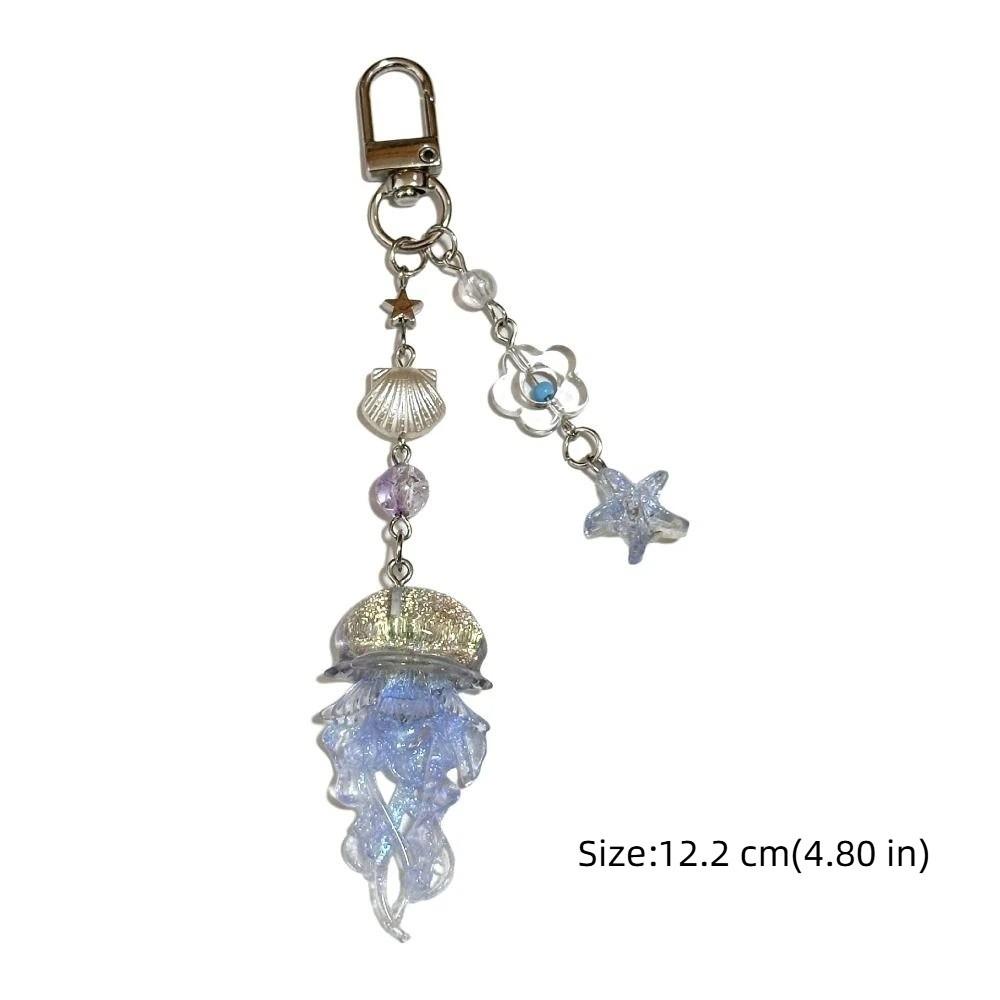 Ocean Theme Jellyfish Pendant Keychain Starfish Seashell Cellphone Lanyard  Camera