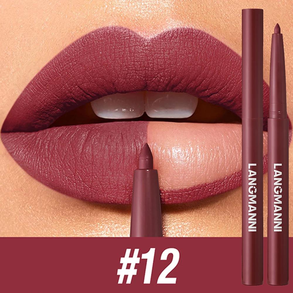 LANGMANNI Sexy Velvet Matte Lip Liner Pen Waterproof Silky Natural Contour Non-Stick Cup Makeup Lipstick Pencil Lasting Cosmetic