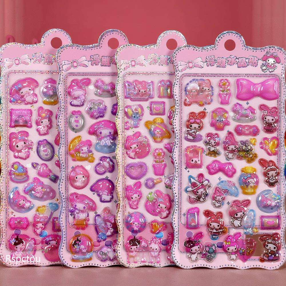 4pcs Cute Sanrio Kuromi My Melody Bubble Stickers Cartoon 3D Relief Puffy Sticker DIY Luggage Notebook Phone Decals Decoration