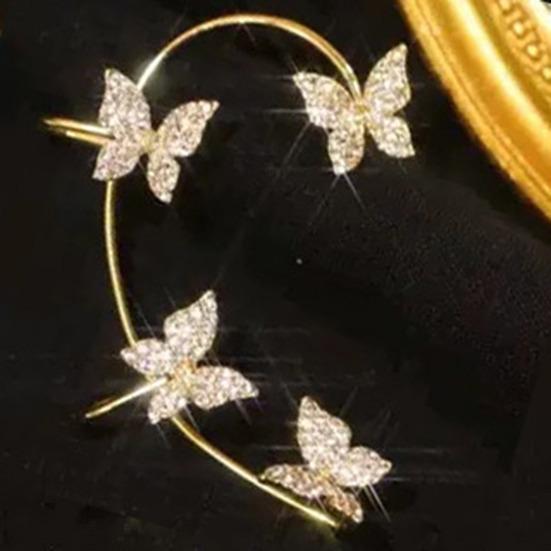 1Pc Clip Earring Butterfly Rhinestone Jewelry Temperament Delicate Ear Cuff for Wedding