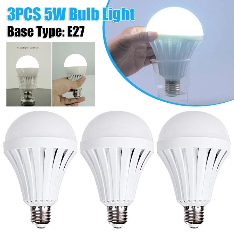 1-3PCS 5/7/9/12/15W Emergency LED Bulb E27 Rechargeable Backup Light 3-5H Battery Life Energy Saving Lamp for Camping Home Power Outage