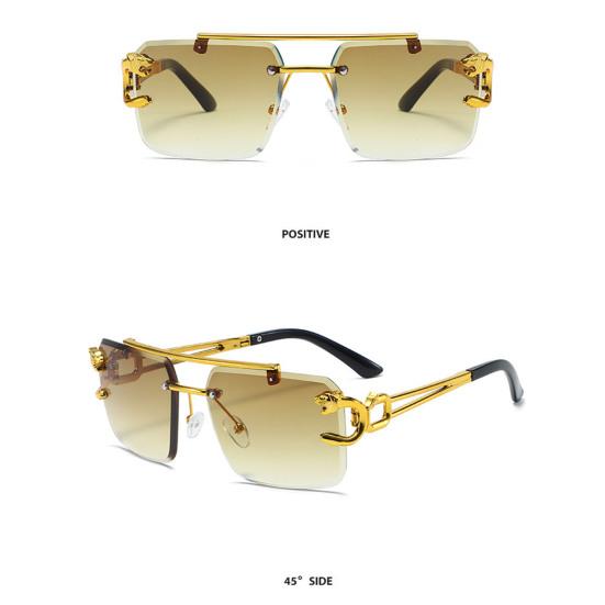 Солнцезащитные очки в стиле ретро с прямоугольной оправой для женщин и мужчин, винтажные очки с двойной защитой от ультрафиолета, солнцезащитные очки с большой оправой и леопардовым принтом