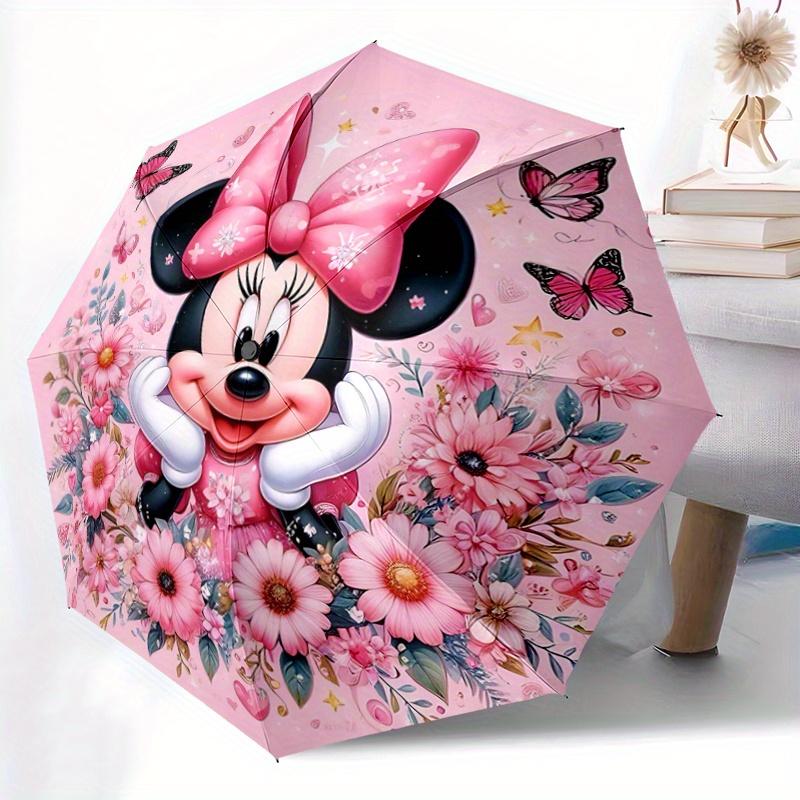 1pc Minnie & Butterfly Pattern Umbrella, Fashionable, Personalized, High-Value Folding Umbrella, a Must-Have for Summer, 8-Rib Durable Iron