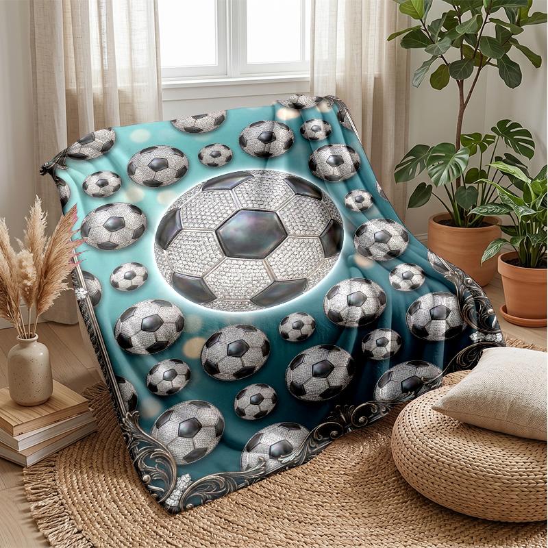 Neon Soccer Player Theme blanket Lightweight Warm Flannel Blanket Decorative Throw Blanket for Home Decoration