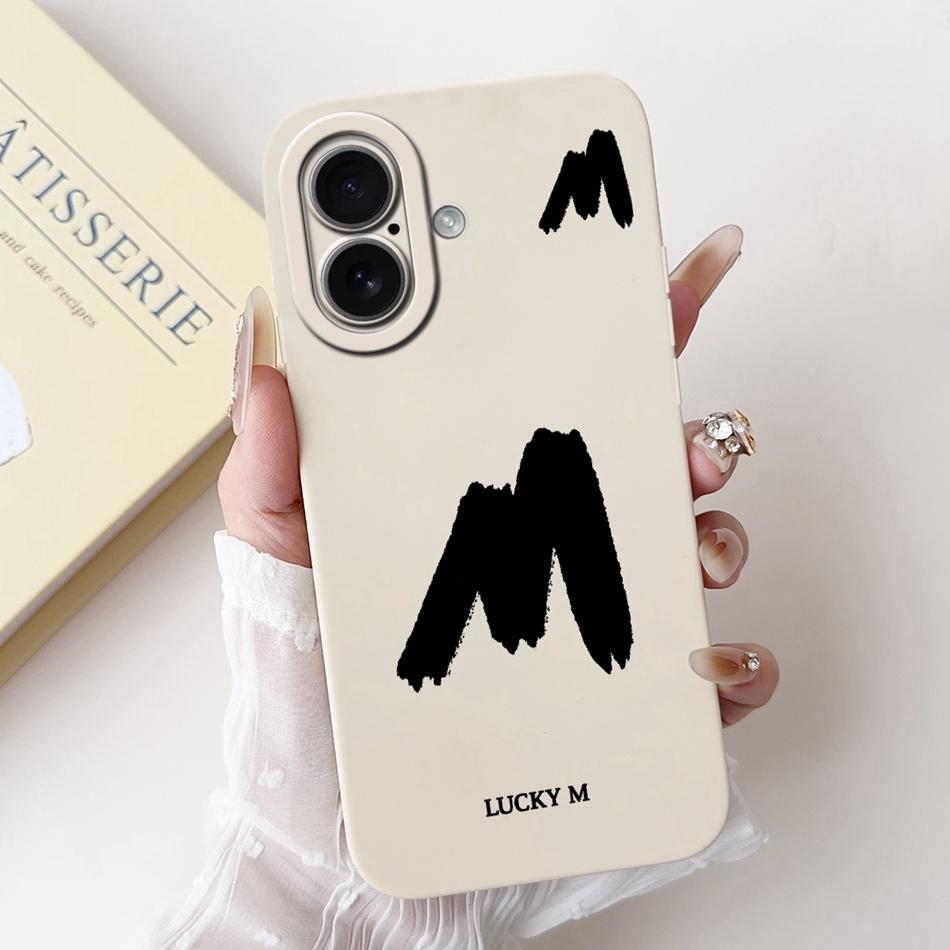 For iPhone 17 17Air Lucky Initial Letter Phone Case For iPhone17 17 Air Soft Silicone Shockproof Cases Bumpers