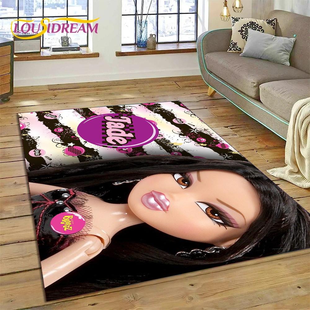 HD Мультяшная кукла Bratz Милые девочки 3D Ковер для гостиной спальни Домашний декор, Нескользящий коврик Декорация для дивана Придверный коврик