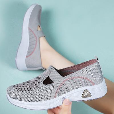 Женские летние туфли из сетчатой ткани с мягкой подошвой, удобные, старые пекинские туфли из ткани с одной педалью, туфли для матерей с небольшим горлом, одинарные туфли