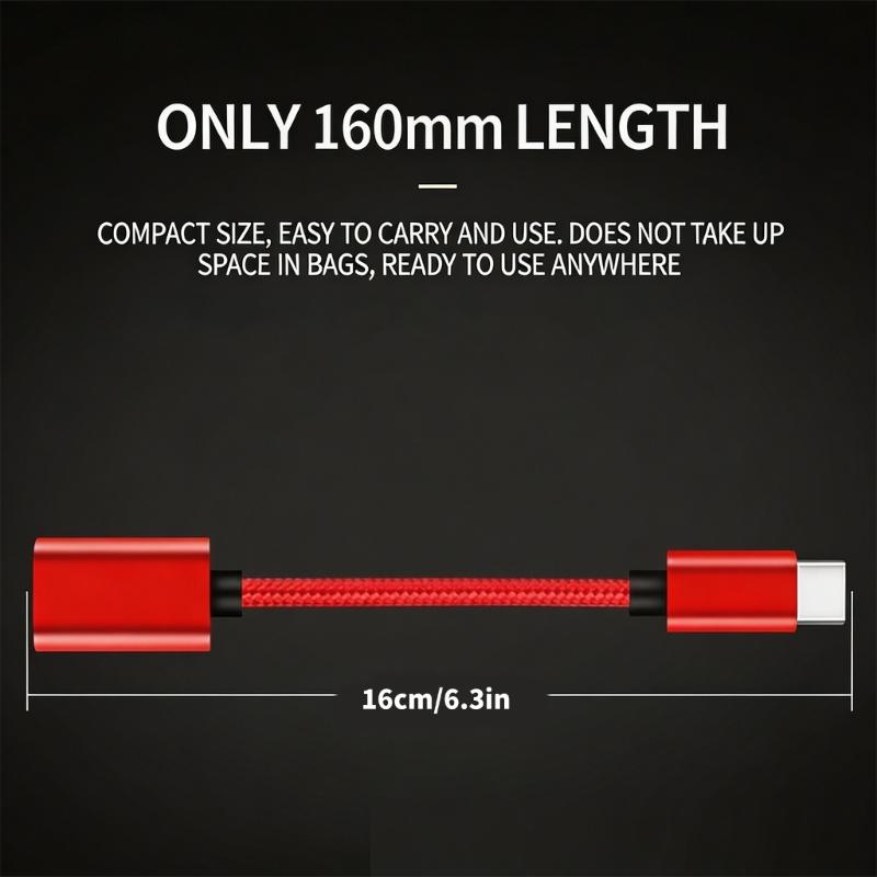 3 шт./комплект Type C на USB 2.0 Female OTG кабель для телефона, планшета, подключения USB-накопителя, мыши, клавиатуры, с плетеным дизайном