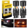 AUXITO 2Pcs P27/7W 3157 LED Bulbs Canbus DRL Parking Lamp Turn Signal Lights T25 Dual Yellow White Switchback With Cooling Fan