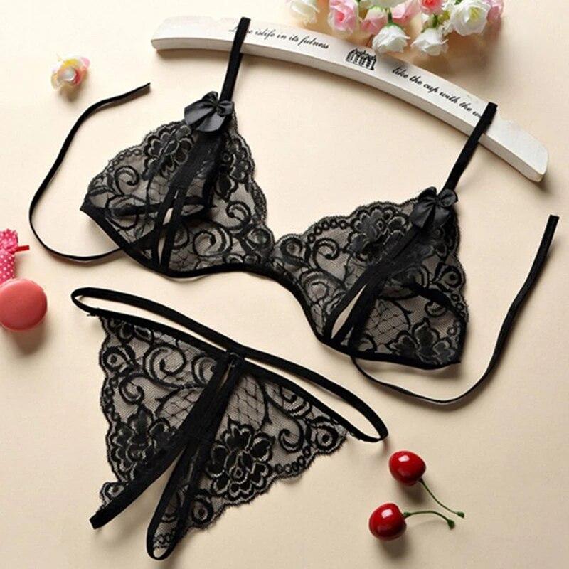 Женское сексуальное женское белье, комплект с кружевным бюстгальтером, бюстгальтер пуш-ап с трусиками, прозрачное нижнее белье с рюшами, комплект горячего эротического белья, комплекты красных трусов