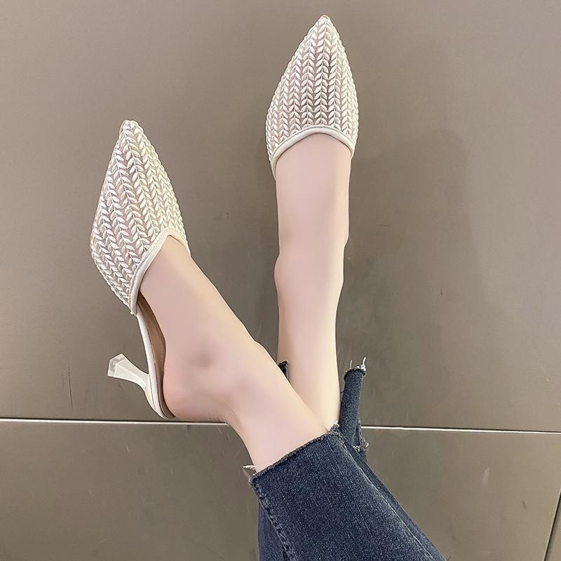 Летние повседневные модные женские сандалии на шпильке с острым носком, новые сексуальные элегантные банкетные удобные модные тапочки Baotou, НЕТ:А16