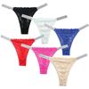 Crystal Rhinestone Thong Mid Waist Mesh Briefs Breathable Lace Flower Panties  Girl