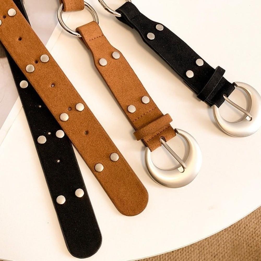 Y2K Western Style Cowboy Belt Metal Ethnic Style Waistband Fashion Rivet Belts  Waist Accessories